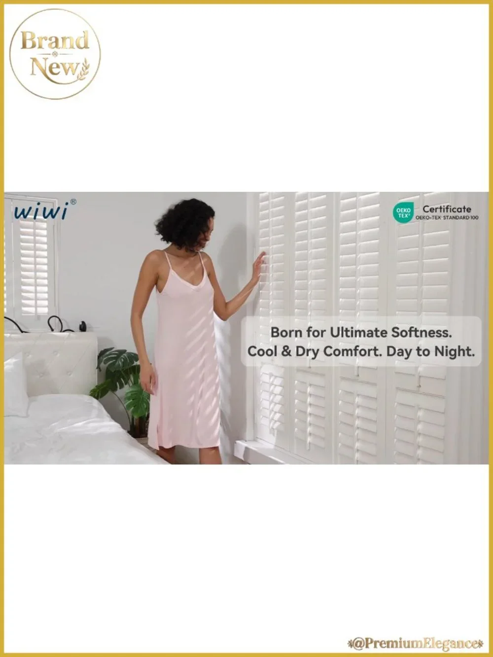 Bamboo Viscose Slip Dress V-Neck Satin Chemise Nightgown Cooling Sleepwear